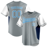 Custom Team Design Gray & Navy Blue Colors Design Sports Baseball Jersey