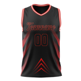 Custom Unisex Black & Red Pattern Basketball Jersey BS0000010109