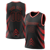 Custom Unisex Black & Red Pattern Basketball Jersey BS0000010109