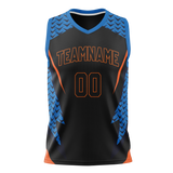 Custom Unisex Black & Royal Blue Pattern Basketball Jersey BS0000020119