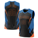 Custom Unisex Black & Royal Blue Pattern Basketball Jersey