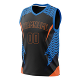 Custom Unisex Black & Royal Blue Pattern Basketball Jersey BS0000020119