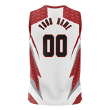 Custom Unisex White & Maroon Pattern Basketball Jersey BS0000020208