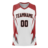 Custom Unisex White & Maroon Pattern Basketball Jersey BS0000020208