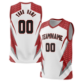 Custom Unisex White & Maroon Pattern Basketball Jersey BS0000020208