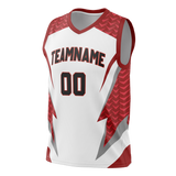 Custom Unisex White & Maroon Pattern Basketball Jersey BS0000020208