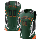 Custom Unisex Kelly Green & Black Pattern Basketball Jersey