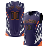 Custom Unisex Dark Purple & White Pattern Basketball Jersey