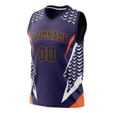 Custom Unisex Dark Purple & White Pattern Basketball Jersey BS0000022202