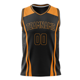 Custom Unisex Black & Light Orange Pattern Basketball Jersey BS0000030111