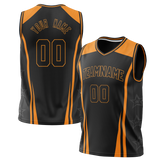 Custom Unisex Black & Light Orange Pattern Basketball Jersey BS0000030111