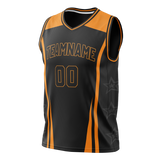 Custom Unisex Black & Light Orange Pattern Basketball Jersey BS0000030111