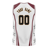 Custom Unisex White & Maroon Pattern Basketball Jersey BS0000030208