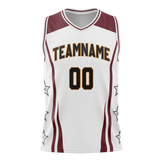 Custom Unisex White & Maroon Pattern Basketball Jersey BS0000030208