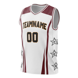 Custom Unisex White & Maroon Pattern Basketball Jersey BS0000030208