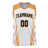 Custom Unisex White & Gold Pattern Basketball Jersey BS0000030213