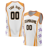 Custom Unisex White & Gold Pattern Basketball Jersey BS0000030213