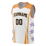 Custom Unisex White & Gold Pattern Basketball Jersey BS0000030213