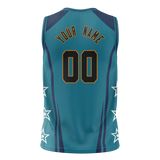 Custom Unisex Teal & Navy Blue Pattern Basketball Jersey BS0000031718