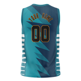 Custom Unisex Teal & Navy Blue Pattern Basketball Jersey BS0000041718