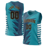 Custom Unisex Teal & Navy Blue Pattern Basketball Jersey BS0000041718