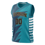 Custom Unisex Teal & Navy Blue Pattern Basketball Jersey BS0000041718