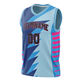 Custom Unisex Royal Blue & Light Blue Pattern Basketball Jersey BS0000041921