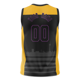 Custom Unisex Black & Yellow Pattern Basketball Jersey BS0000050112