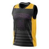 Custom Unisex Black & Yellow Pattern Basketball Jersey BS0000050112