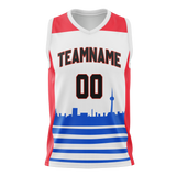 Custom Unisex White & Royal Blue Pattern Basketball Jersey BS0000050219