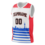 Custom Unisex White & Royal Blue Pattern Basketball Jersey BS0000050219