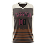 Custom Unisex Brown & Cream Pattern Basketball Jersey BS0000050705