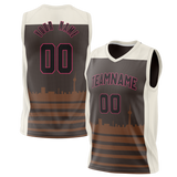 Custom Unisex Brown & Cream Pattern Basketball Jersey BS0000050705