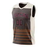 Custom Unisex Brown & Cream Pattern Basketball Jersey BS0000050705