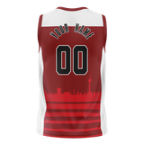 Custom Unisex Red & White Pattern Basketball Jersey BS0000050902