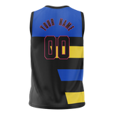 Custom Unisex Black & Royal Blue Pattern Basketball Jersey BS0000060119