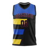 Custom Unisex Black & Royal Blue Pattern Basketball Jersey BS0000060119