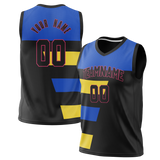 Custom Unisex Black & Royal Blue Pattern Basketball Jersey