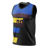 Custom Unisex Black & Royal Blue Pattern Basketball Jersey BS0000060119