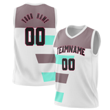 Custom Unisex White & Brown Pattern Basketball Jersey