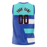 Custom Unisex Blue & Teal Pattern Basketball Jersey BS0000062017