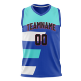 Custom Unisex Blue & Teal Pattern Basketball Jersey BS0000062017