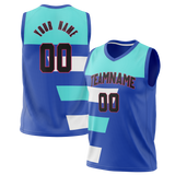 Custom Unisex Blue & Teal Pattern Basketball Jersey BS0000062017