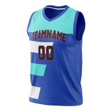 Custom Unisex Blue & Teal Pattern Basketball Jersey BS0000062017