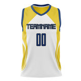 Custom Unisex Yellow & White Pattern Basketball Jersey BS0000071202