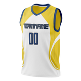 Custom Unisex Yellow & White Pattern Basketball Jersey BS0000071202