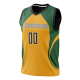 Custom Unisex Kelly Green & Gold Pattern Basketball Jersey BS0000071513