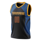 Custom Unisex Navy Blue & Royal Blue Pattern Basketball Jersey BS0000071819