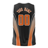 Custom Unisex Black & Light Orange Pattern Basketball Jersey BS0000080111