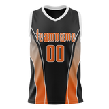 Custom Unisex Black & Light Orange Pattern Basketball Jersey BS0000080111